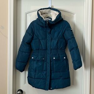 Steve Madden Girl Lagoon Blue Puffer Winter Coat with hood
